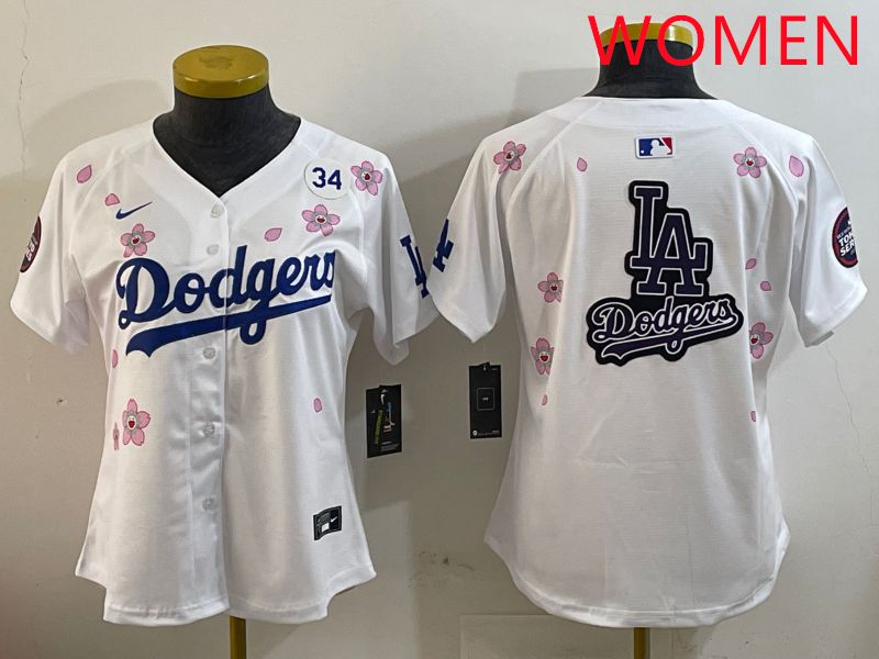Women Los Angeles Dodgers Blank White Sakura Edition 2025 Nike MLB Jersey style 23